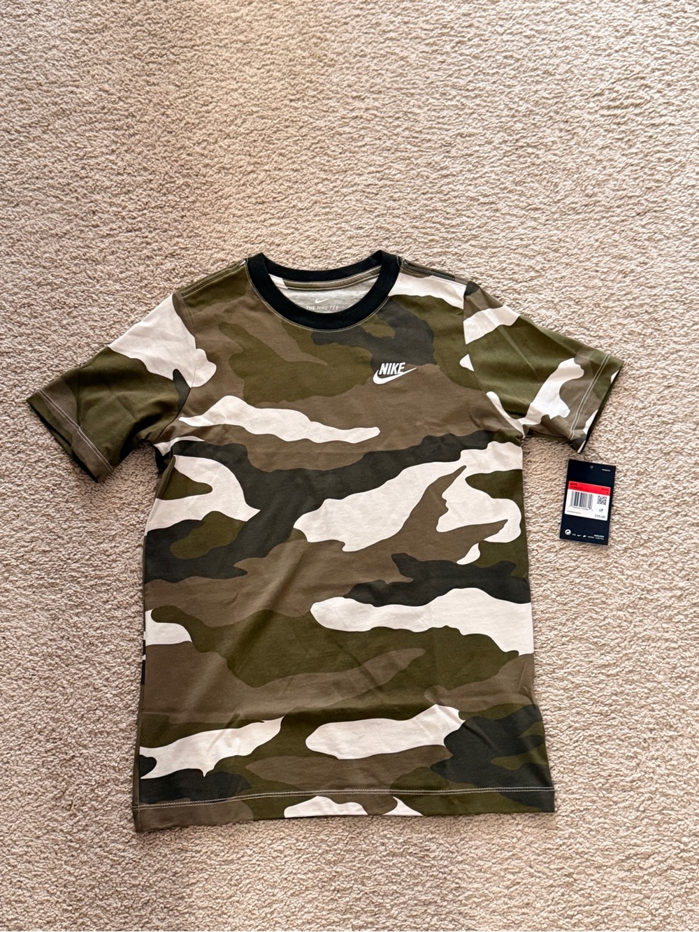 Boys Nike Olive & White Camo Short Sleeve Tee
